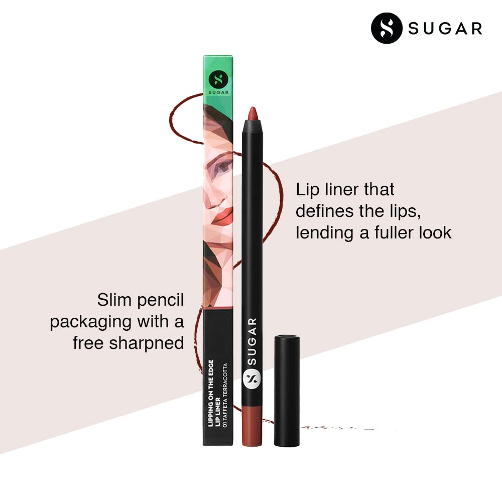 SUGAR Cosmetics Lipping On The Edge Lip Liner: 01 Taffeta Terracotta with Sharpener