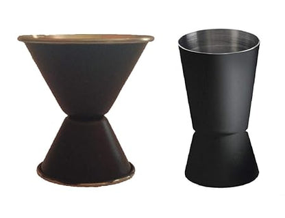 iKonbi Stainless Steel 2 Black Peg Measure with Black Lid Ash Tray