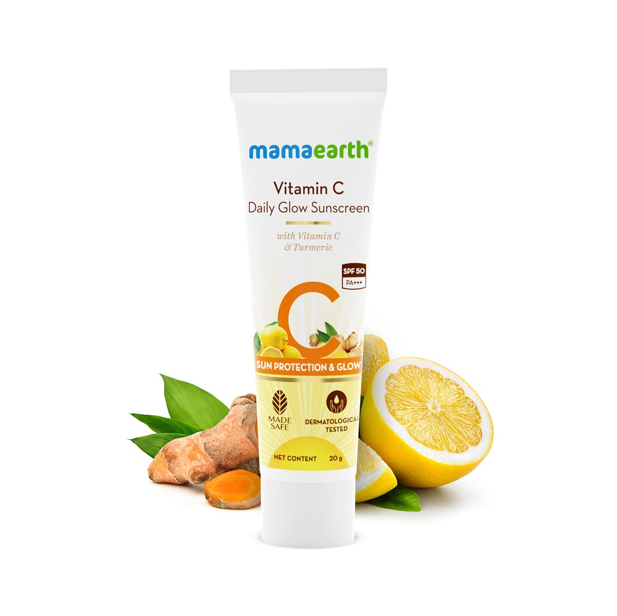 Mamaearth Daily Glow Sunscreen: SPF 50 PA+++, Vitamin C & Turmeric, 20 g