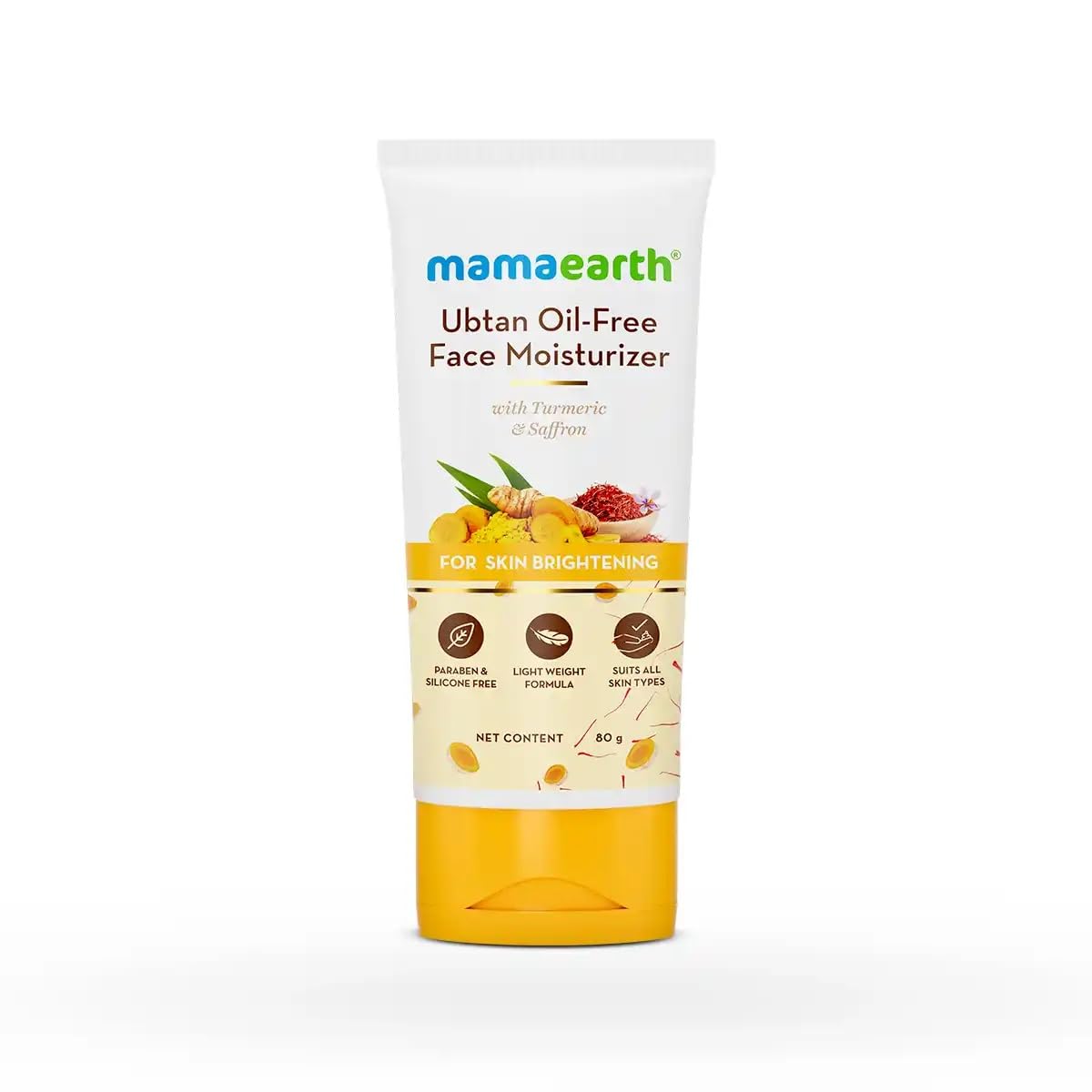 Mamaearth Ubtan Oil-Free Face Moisturizer: Turmeric & Saffron, 80 ml
