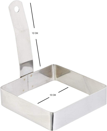 iKonbi Stainless Steel Square Egg/Pancake Ring with Handle 10x10x13 cm