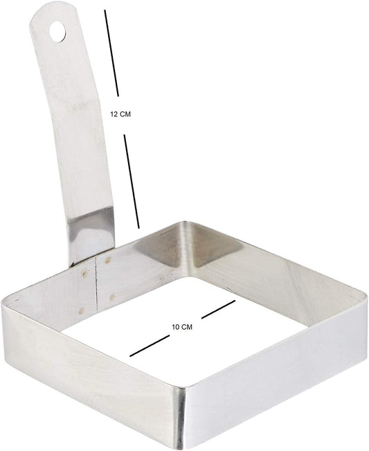 iKonbi Stainless Steel Square Egg/Pancake Ring with Handle 10x10x13 cm