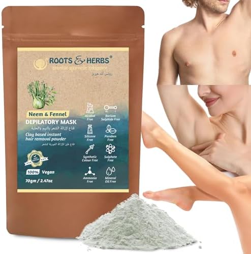 Roots & Herbs Neem & Fennel Hair Removal Mask - Bikini Hair Removal for Women’s & Men’s Le