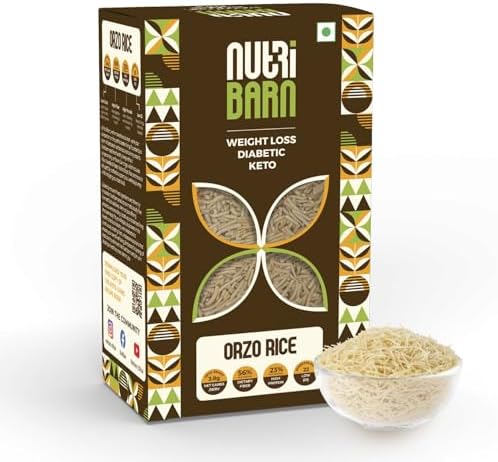 Nutribarn Keto Orzo Rice, 200 Gms, 1 Pack, 3.8g Net Carb & 23% High Protein/Serving, Ident