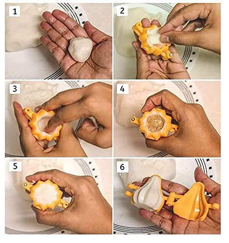 iKonbi Multi Utility Plastic Modak Mould Set for Ganesh Festival Includes 3 Different Size of Modak and One Modak Patti