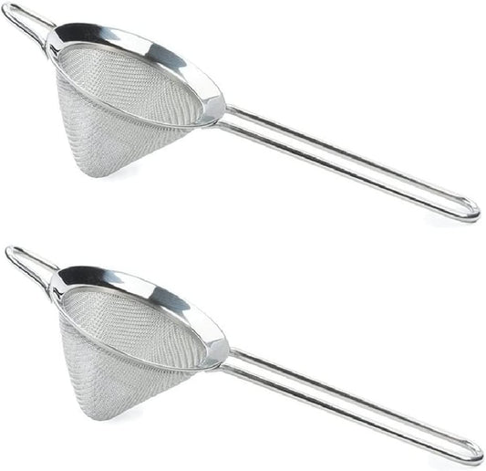iKonbi Stainless Steel Conical Shape Bar Strainer/Food Strainer/Mesh Strainer- Set of 2