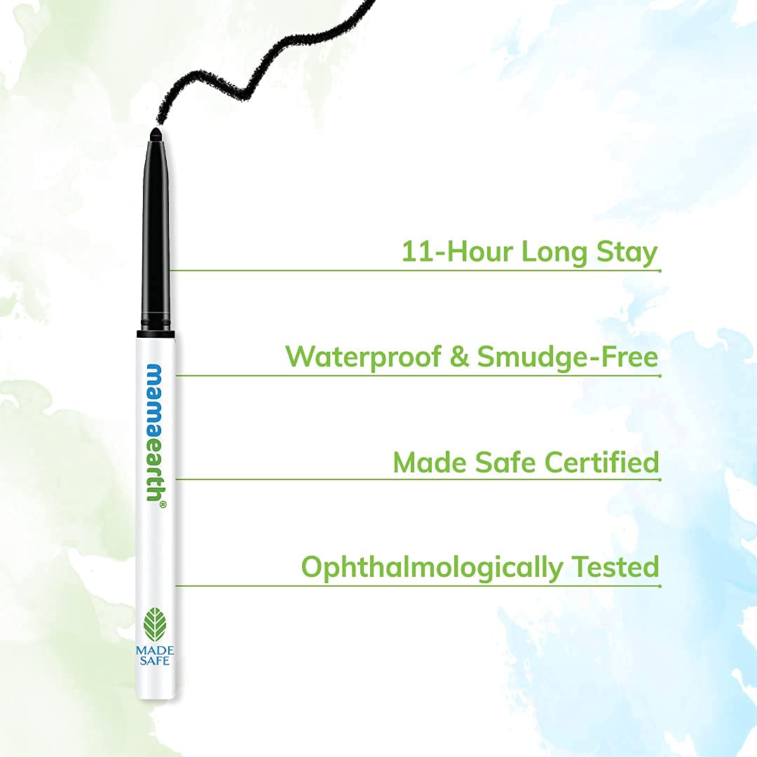 Mamaearth Long Stay Kajal: Black, Vitamin C & Chamomile, 0.35 g