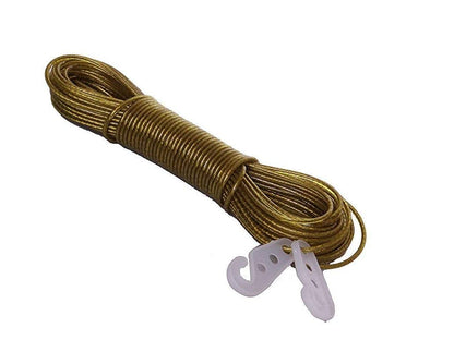 iKonbi 10 meter PVC Coated Steel Wire Rope Washing Line Clothesline with 2 Plastic Hooks Random Color