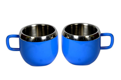 iKonbi Stainless Steel Double Wall Colorful Apple Cups- Set of 6 90 ml Each