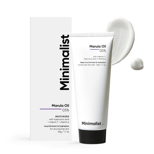 Minimalist Face Moisturizer for Dry Skin: 5% Marula Oil, Hyaluronic Acid,