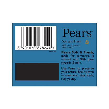 Pears Soft and Fresh Bathing Bar: 125 g, Buy 3 Get 1 Free