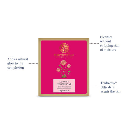 Forest Essentials Luxury Sugar Soap Rose Cardamom 125g