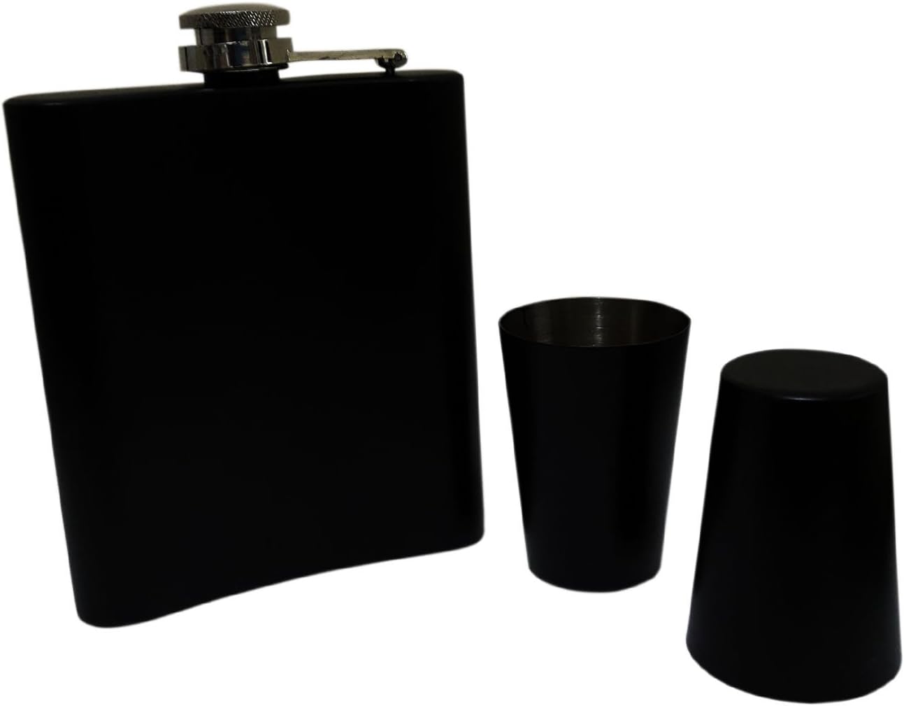 iKonbi Black Hip Flask – 7 oz with 2 Shot