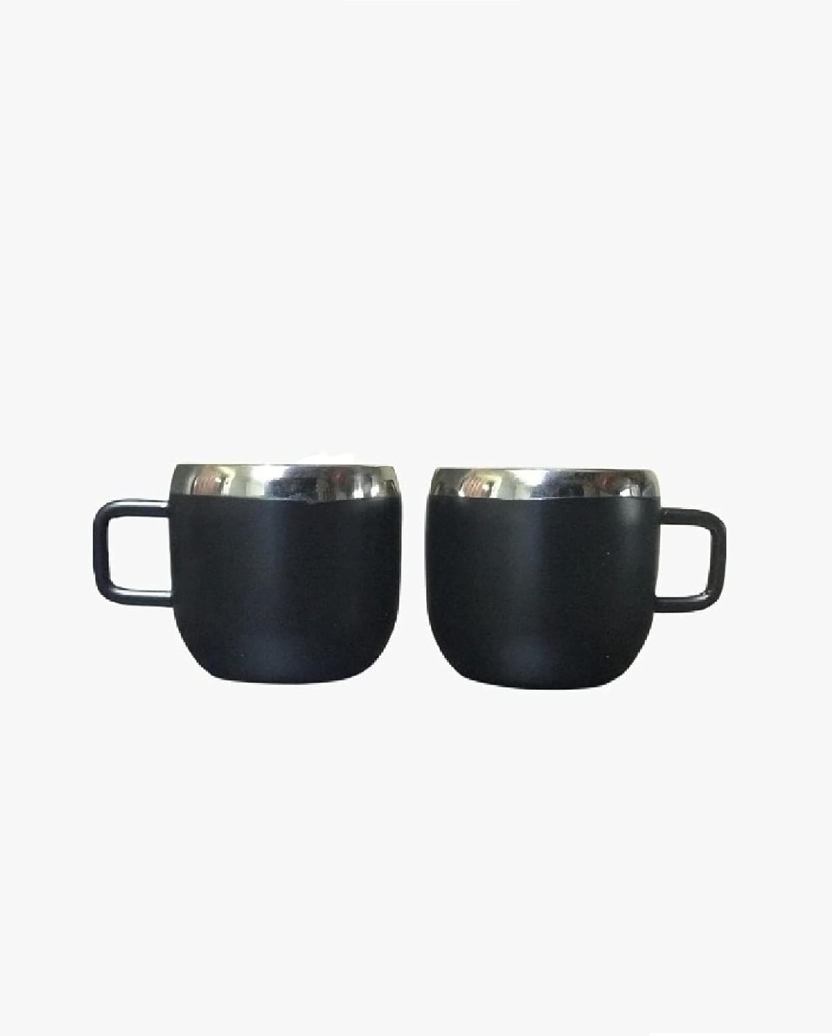 iKonbi Stainless Steel Double Wall Apple Tea Cups – Black Matte, Set of