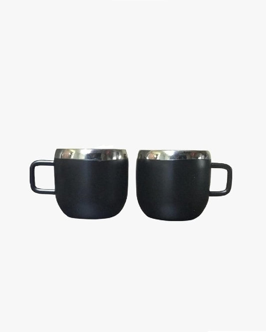 iKonbi Stainless Steel Double Wall Apple Tea Cups – Black Matte, Set of