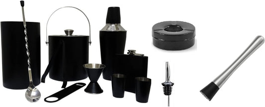 iKonbi Stainless Steel 13Pcs Bar Set-Cocktail Shaker, Ice bucket, Peg Measure 30/60ml,