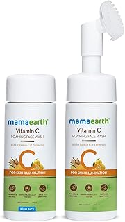 Mamaearth Vitamin C Foaming FaceWash with Brush: 150 ml + Refill 150