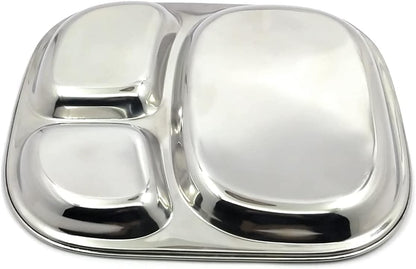 iKonbi 3-in-1 Compartment Plate Set Stainless Steel, Set of 6