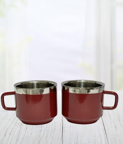 iKonbi Stainless Steel Double Wall Set of 2 Maroon Cups