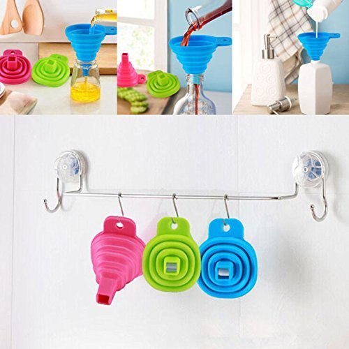 iKonbi Silicone Funnel Collapsible Flexible Foldable Kitchen Gadget Hangable Household Liquid Oil Dispensing Kitchen Tool Multicolor