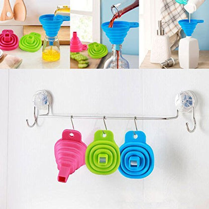 iKonbi Silicone Funnel Collapsible Flexible Foldable Kitchen Gadget Hangable Household Liquid Oil Dispensing Kitchen Tool Multicolor