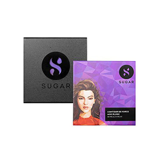Sugar Cosmetics Contour De Force Mini Blush 01 Peach Peak - Soft Peach Pink, Long Lasting Formula, Lightweight