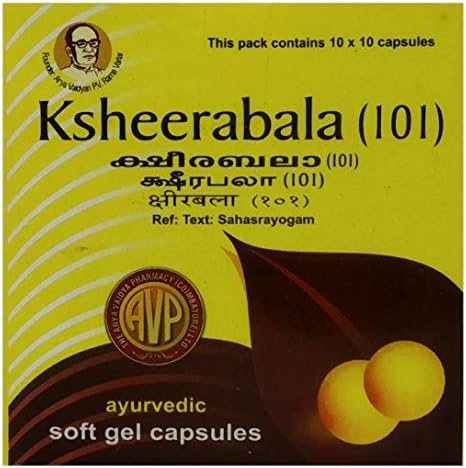 Ksheerabala 101 Soft Gel Capsules by AVP - 100 Capsules