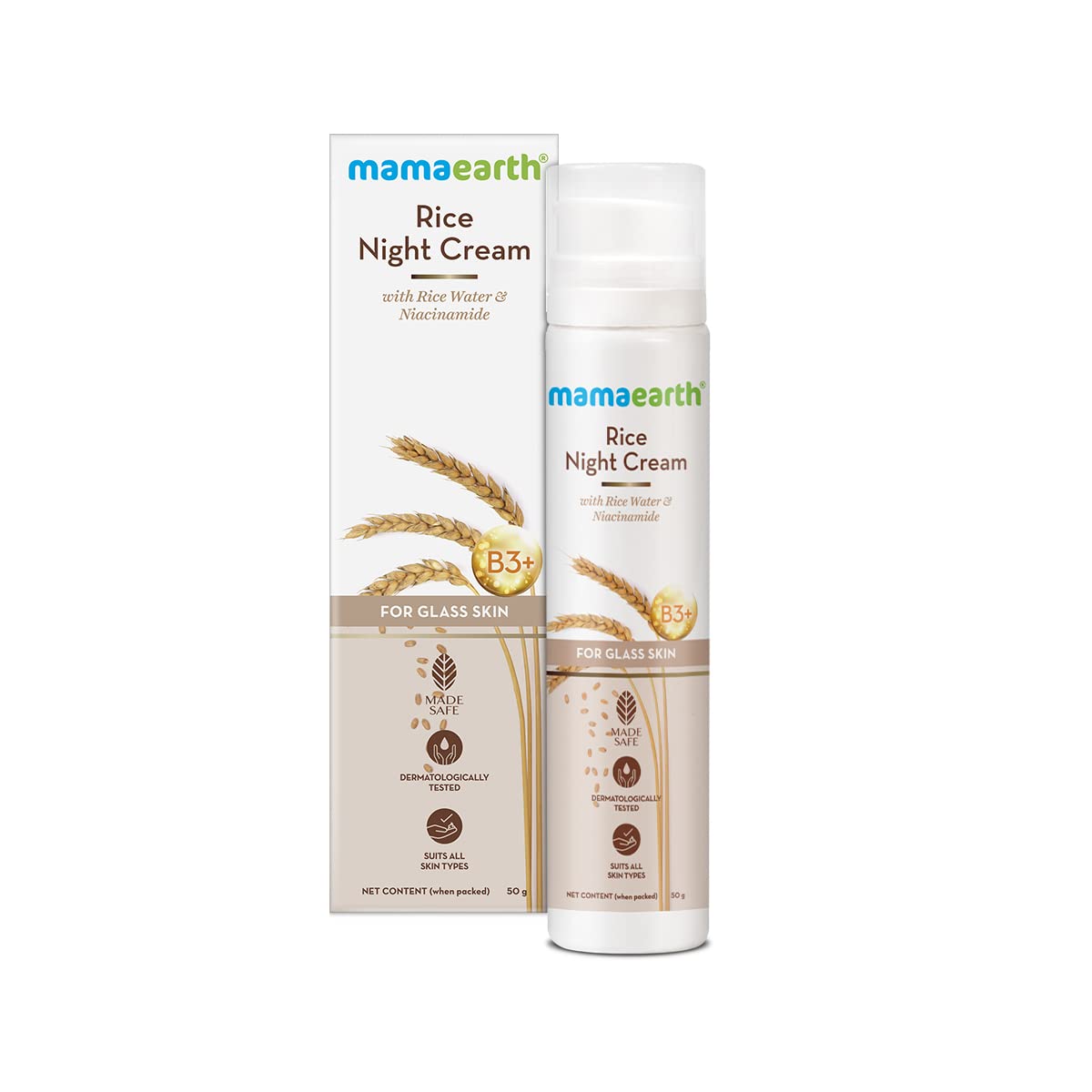 Mamaearth Rice Night Cream: Rice Water & Niacinamide, 50 g