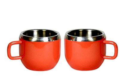 iKonbi Stainless Steel Double Wall Colorful Apple Cups- Set of 6 90 ml Each