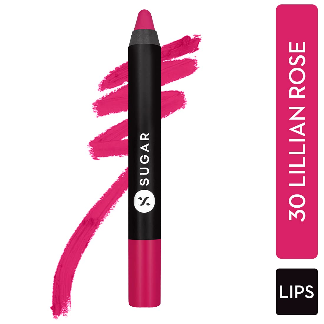 SUGAR Cosmetics Matte As Hell Crayon Lipstick: 30 Lillian Rose (Magenta)