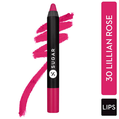 SUGAR Cosmetics Matte As Hell Crayon Lipstick: 30 Lillian Rose (Magenta)