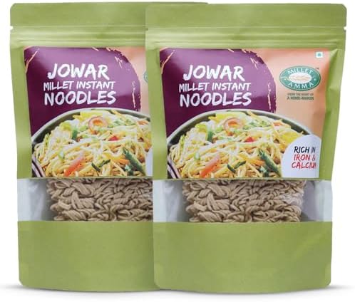 MILLET AMMA Jowar Millet Instant Noodles - 350 Gms | (Pack Of 2 - Each 175 Gms) | Easy & R