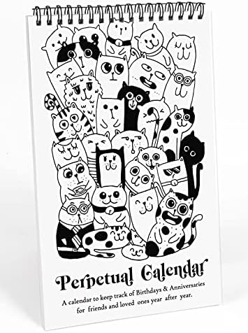Inkdotpot Cat Perpetual Calendar, Important Dates to Remember- 6x9 Monthly and Daily Wall