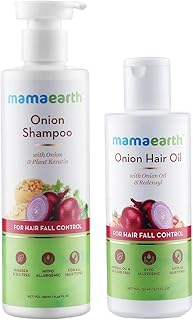 Mamaearth Anti Hair Fall Express Spa Hair Care Set: Onion Hair Oil & Onion Shampoo, 250