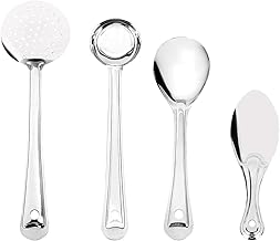 iKonbi 4 Pieces Stainless Steel Cooking and Serving Spoon Set - Oval Basting Spoon, Extra