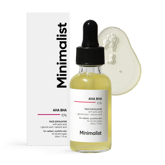 Minimalist 10% AHA + BHA Exfoliating Serum: Lactic & Glycolic Acid,
