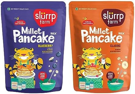 Slurrp Farm Millet Pancake Mix Combo Blueberry & Classic | No White Flour, Wheat & Refined