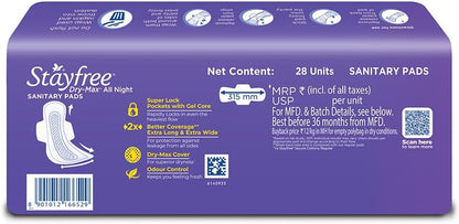 Stayfree Dry Max All Night XL: 28 pads