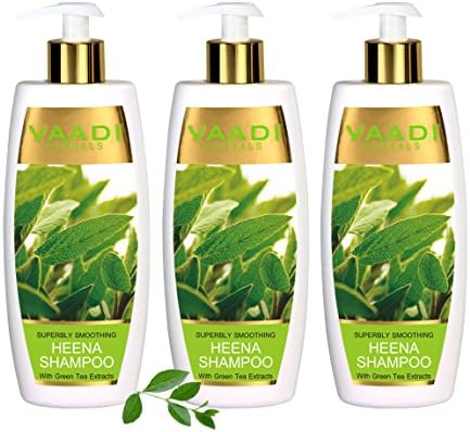 Vaadi Herbals Heena with Green Tea Extracts Shampoo ★ ALL Natural ★ Paraben Free ★ Sulfate Free ★ Suitable for All Hair Types ★ Value