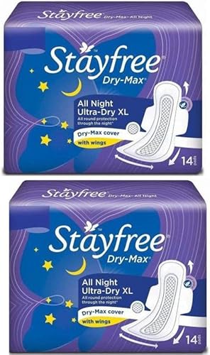 STAYFREE best Dry-Max All Night Ultra-Dry With Wings - XL (14 +14 Sanitary Pads) Sanitary