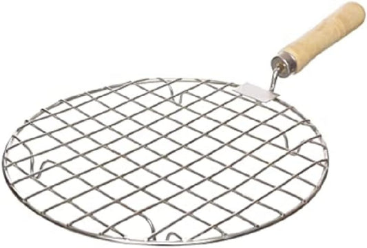 iKonbi Stainless Steel Roaster Papad Jali, Roti Grill, Chapati Barbecue Grill with Wooden