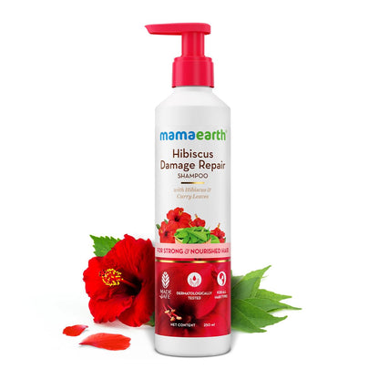 Mamaearth Hibiscus Damage Repair Shampoo: Hibiscus & Curry Leaves, 250 ml