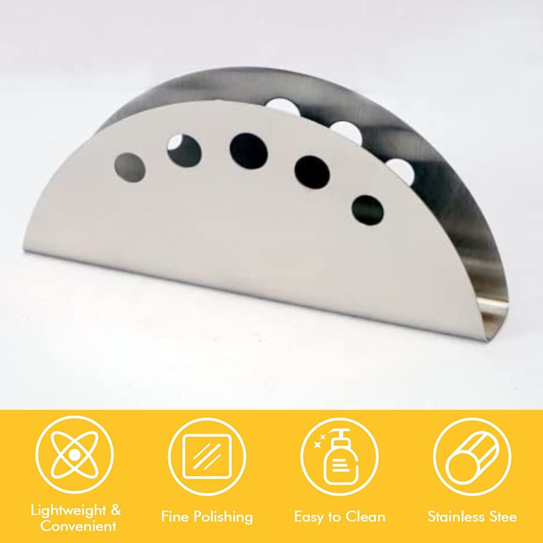 iKonbi Stainless Steel Set of 2 Tissue Paper Napkin Holder Useful for Office Kitchen Dining Table Travel with Holes on top for Better visiblity