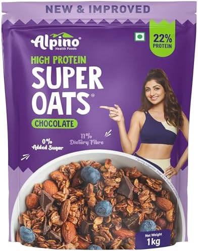 ALPINO Peanut Butter Super Oats Chocolate | 21% High Protein | Made with Rolled Oats, Choc