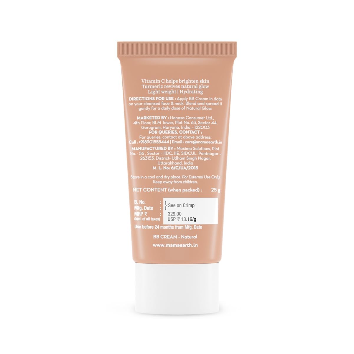 Mamaearth Glow Serum BB Cream: Vitamin C & Turmeric, 25 g
