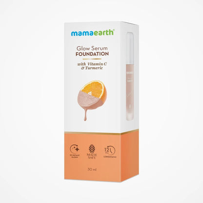 Mamaearth Glow Serum Foundation: 01 Ivory Glow, Vitamin C & Turmeric, 30 ml