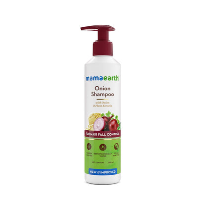 Mamaearth Onion Shampoo for Hair Growth &amp; Hair Fall Control with Onion &amp; Plant Keratin -250 ml