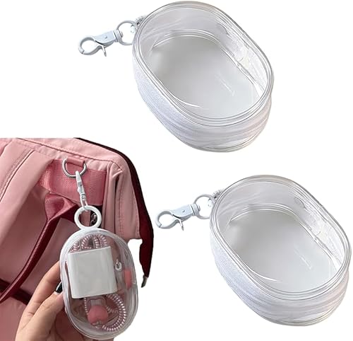 Supvox 2Pcs PVC Transparent Storage Bag for Data Cables, Chargers, Earphones Waterproof Tr