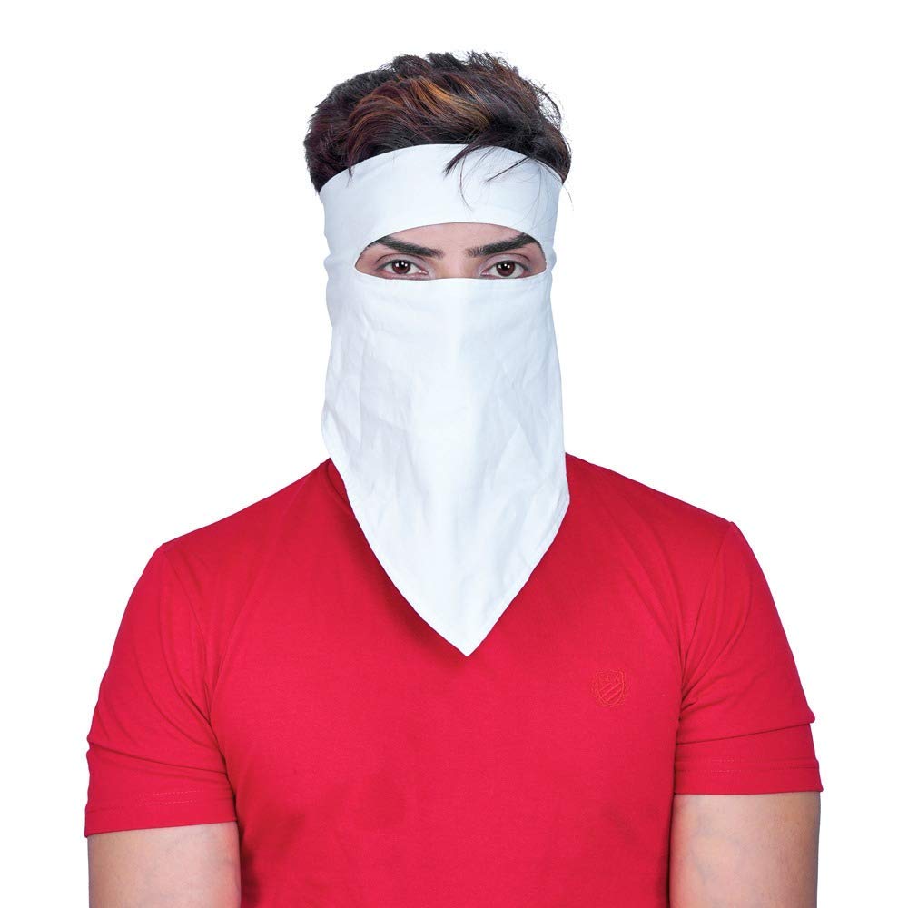 iKonbi Men and Women Cotton Face Mask Ideal for Scooter and Bike Rider and Sun Rays, Pure White