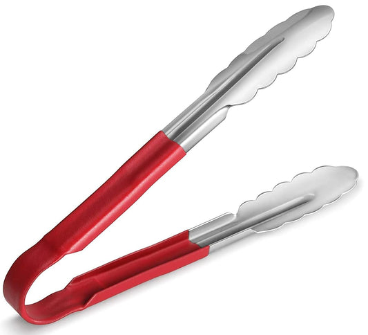 iKonbi Stainless Steel Red Vinyl Coated Utility Tong 23 cm